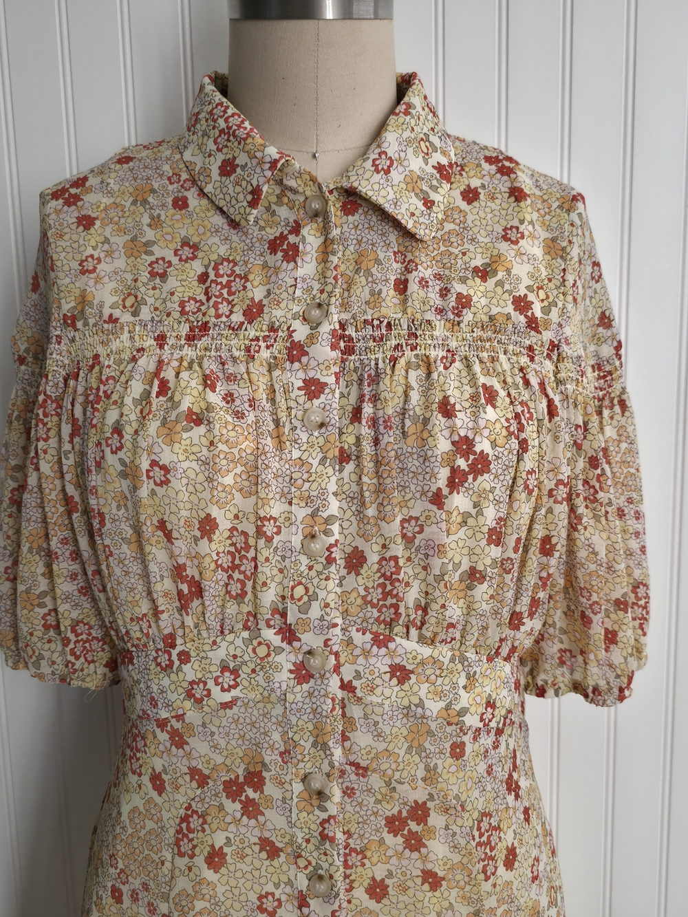 NWT Free People Floral Mini Dress Button Front Cottagecore Size M - Picture 5 of 15